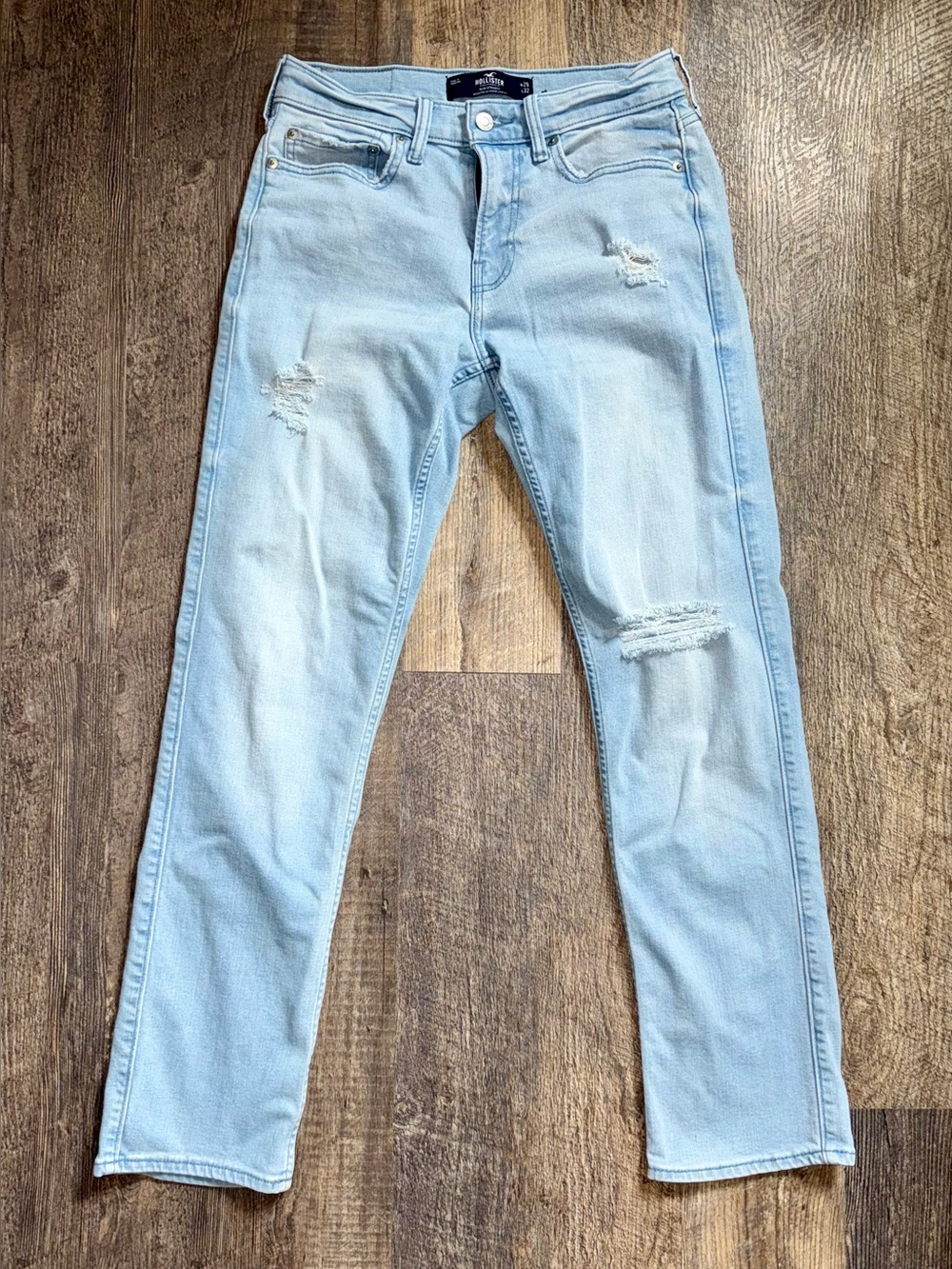 Women’s Slim Straight Distressed Jeans - Light Blue